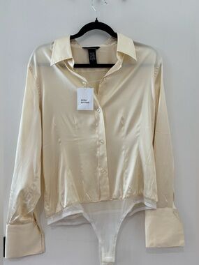 Vintage Victoria’s Secret Moda International Silk Butter Yellow Bodysuit L